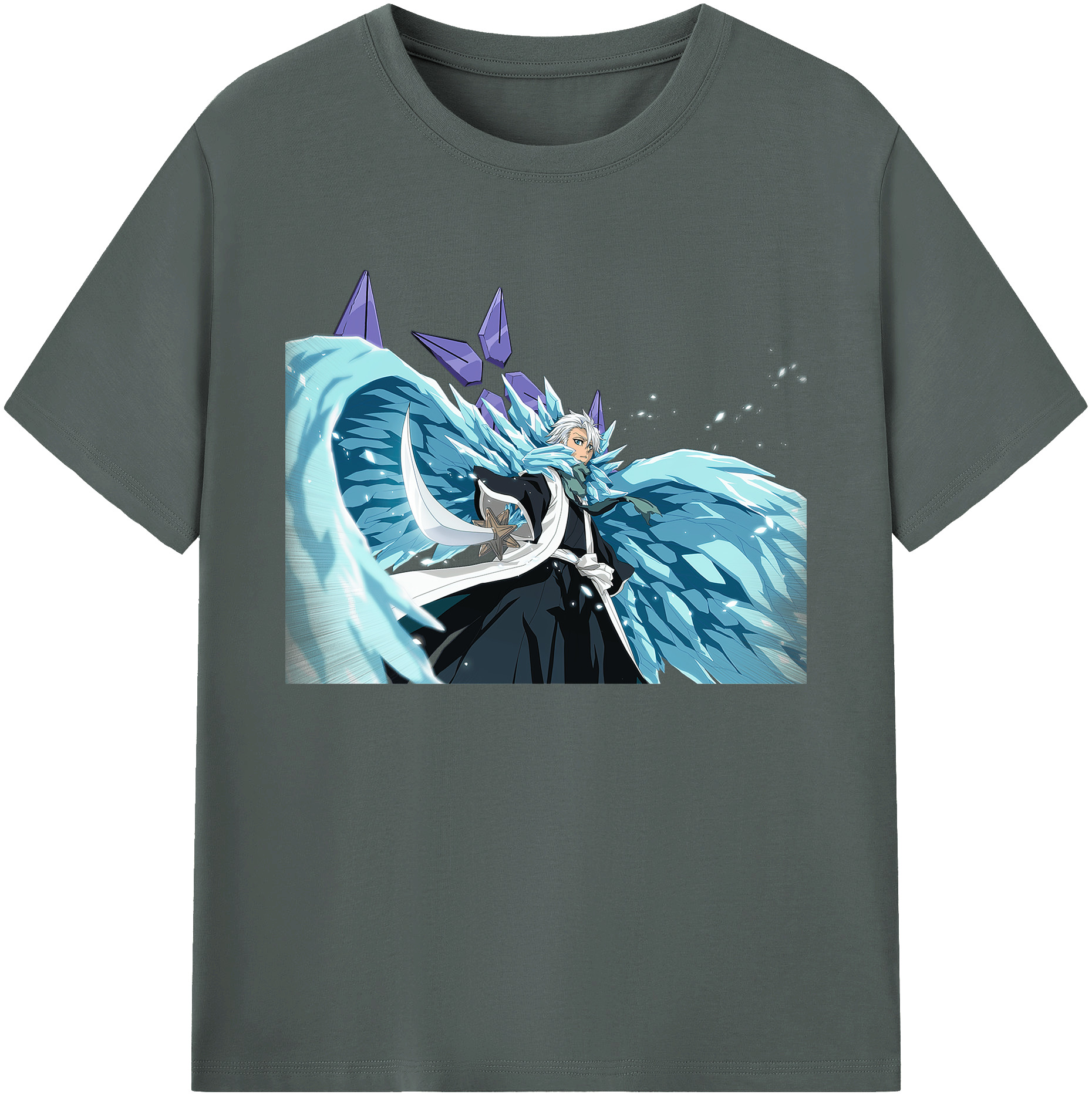 （画像用） ブリーチ 日番谷冬獅郎（ひつがや とうしろう） BLEACH Hitsugaya Toushirou 綿100％ メンズ半袖Tシャツ｜肌触りやわらか＆通気性
